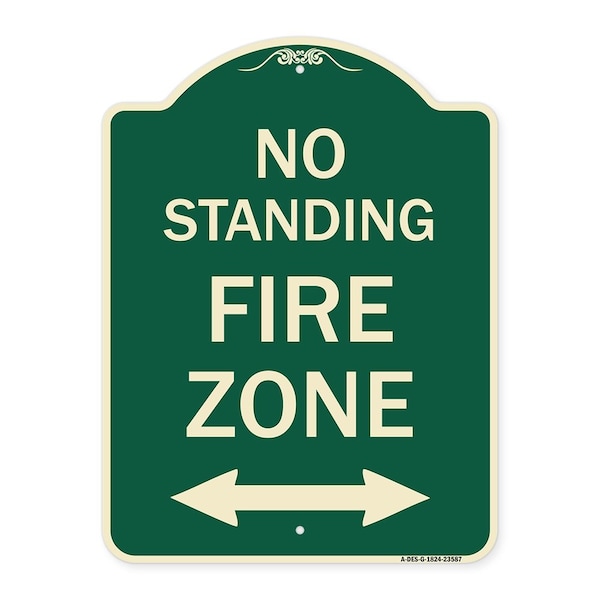 Signmission No Standing Fire Zone W/ Bidirectional Arrow Heavy-Gauge Aluminum Sign, 24" x 18", G-1824-23587 A-DES-G-1824-23587 - main